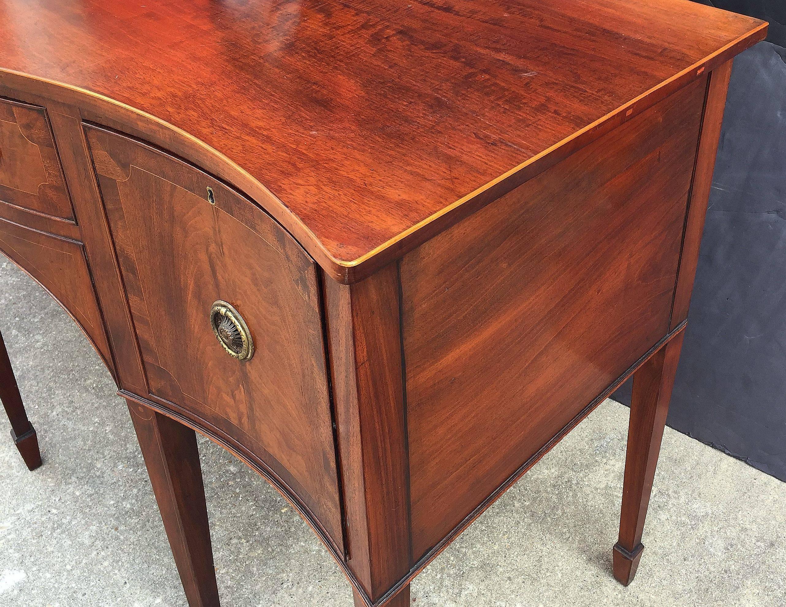 English Sideboard Console of Inlaid Flame Mahogany in the Sheraton Style 2