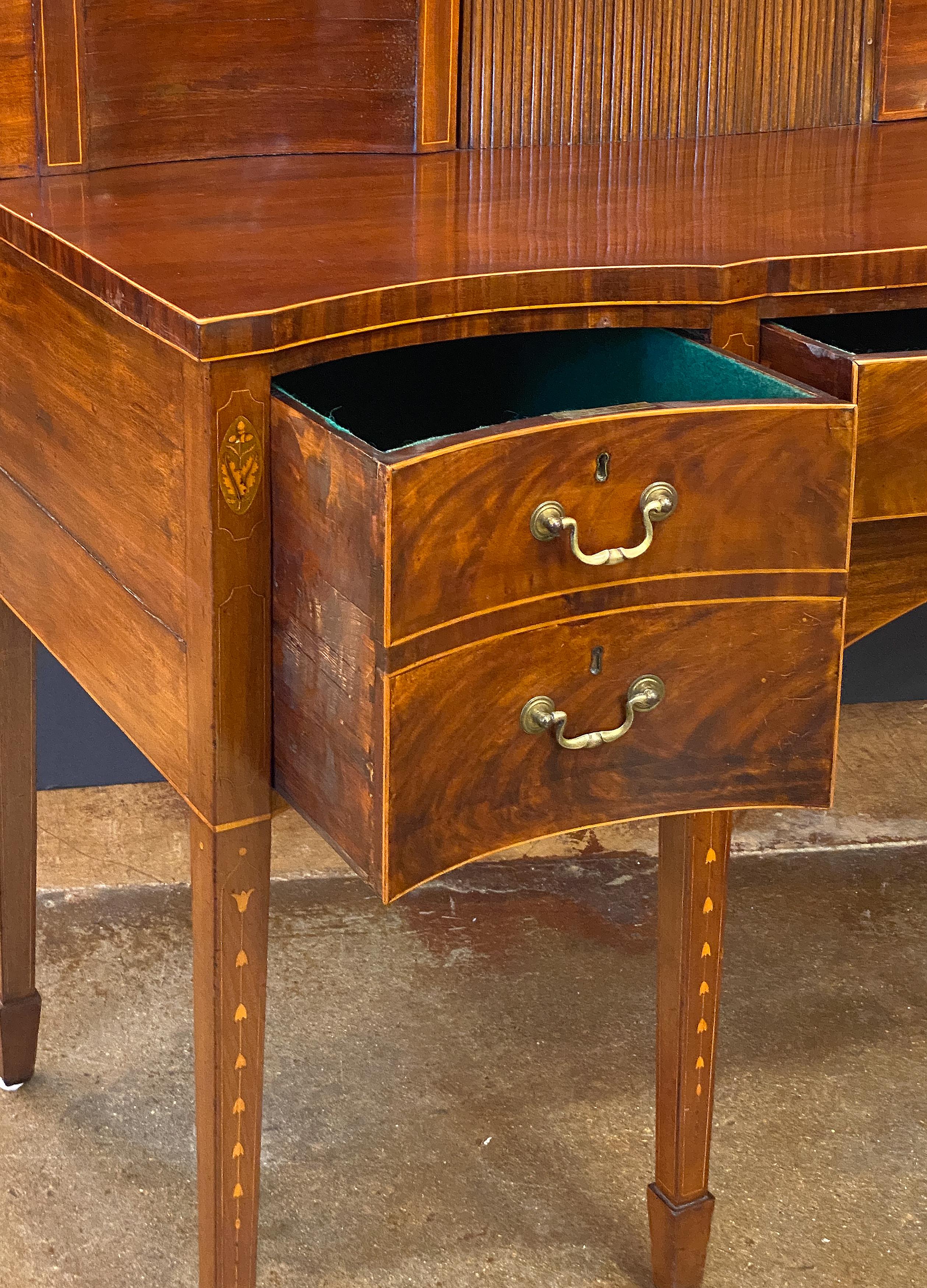 19th Century English Sideboard Console Server of Inlaid Mahogany from the Georgian Era For Sale