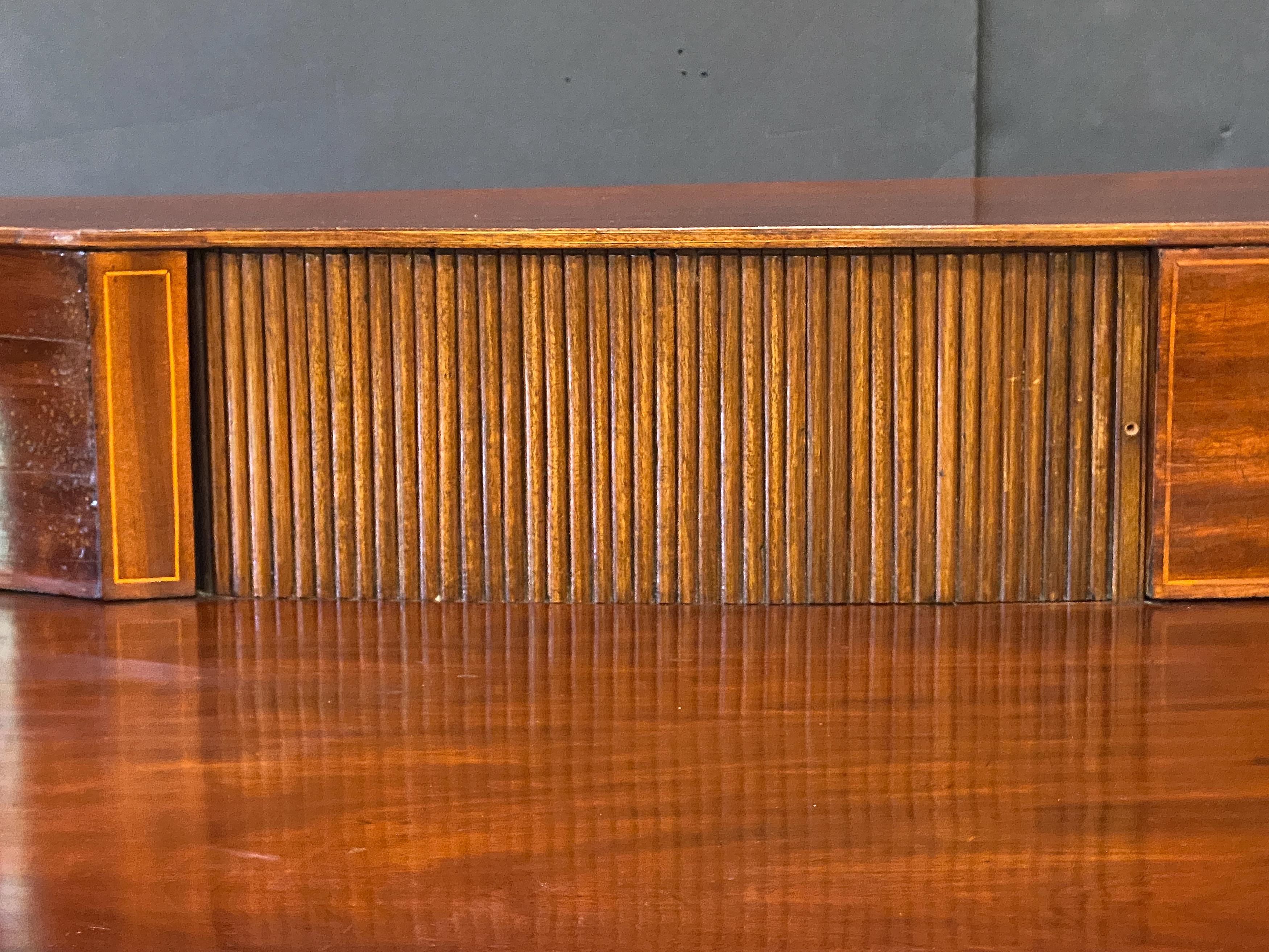Brass English Sideboard Console Server of Inlaid Mahogany from the Georgian Era For Sale