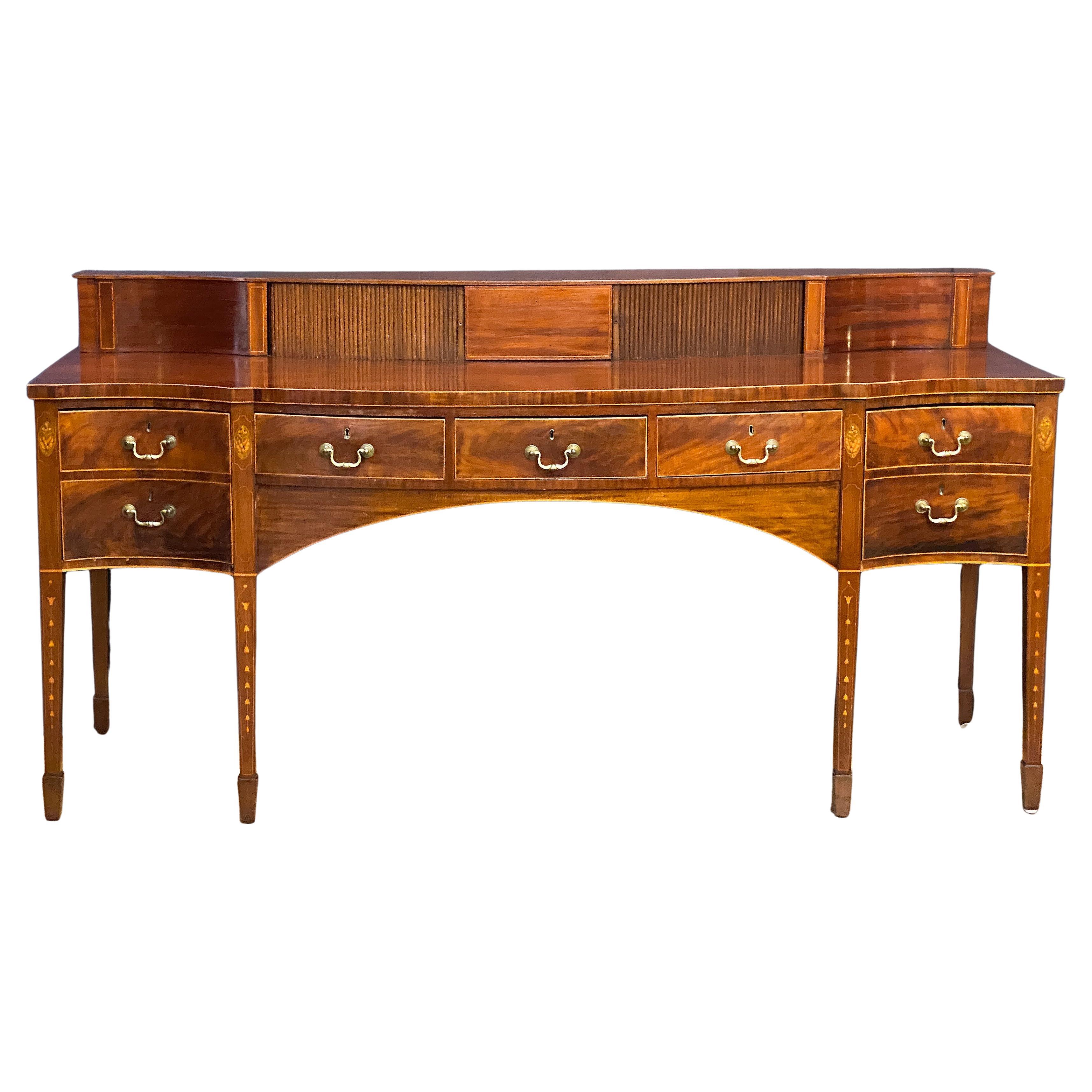 English Sideboard Console Server of Inlaid Mahogany from the Georgian Era For Sale