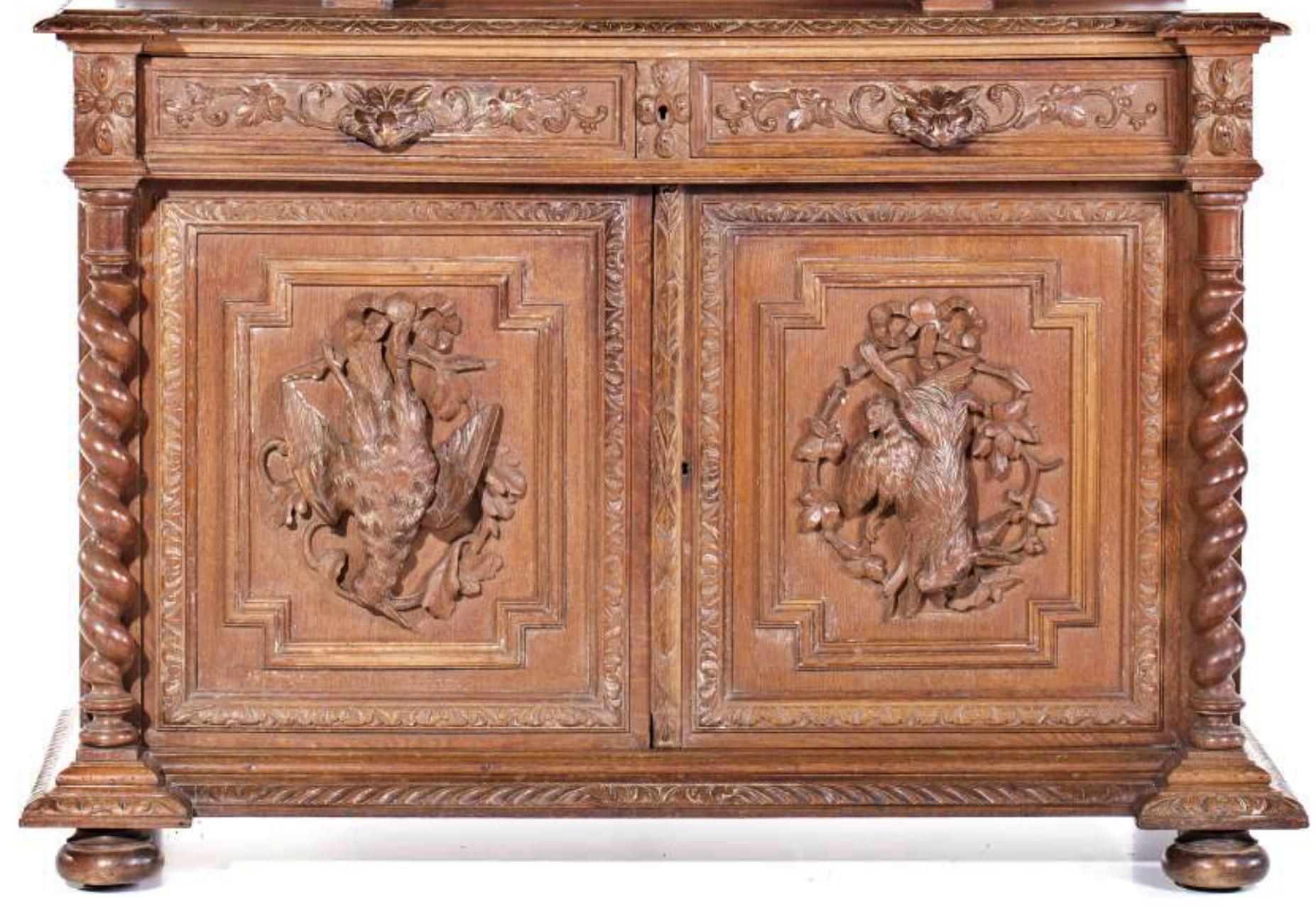 Victorian English Sideboard Furniture Henry II, 19th Century For Sale