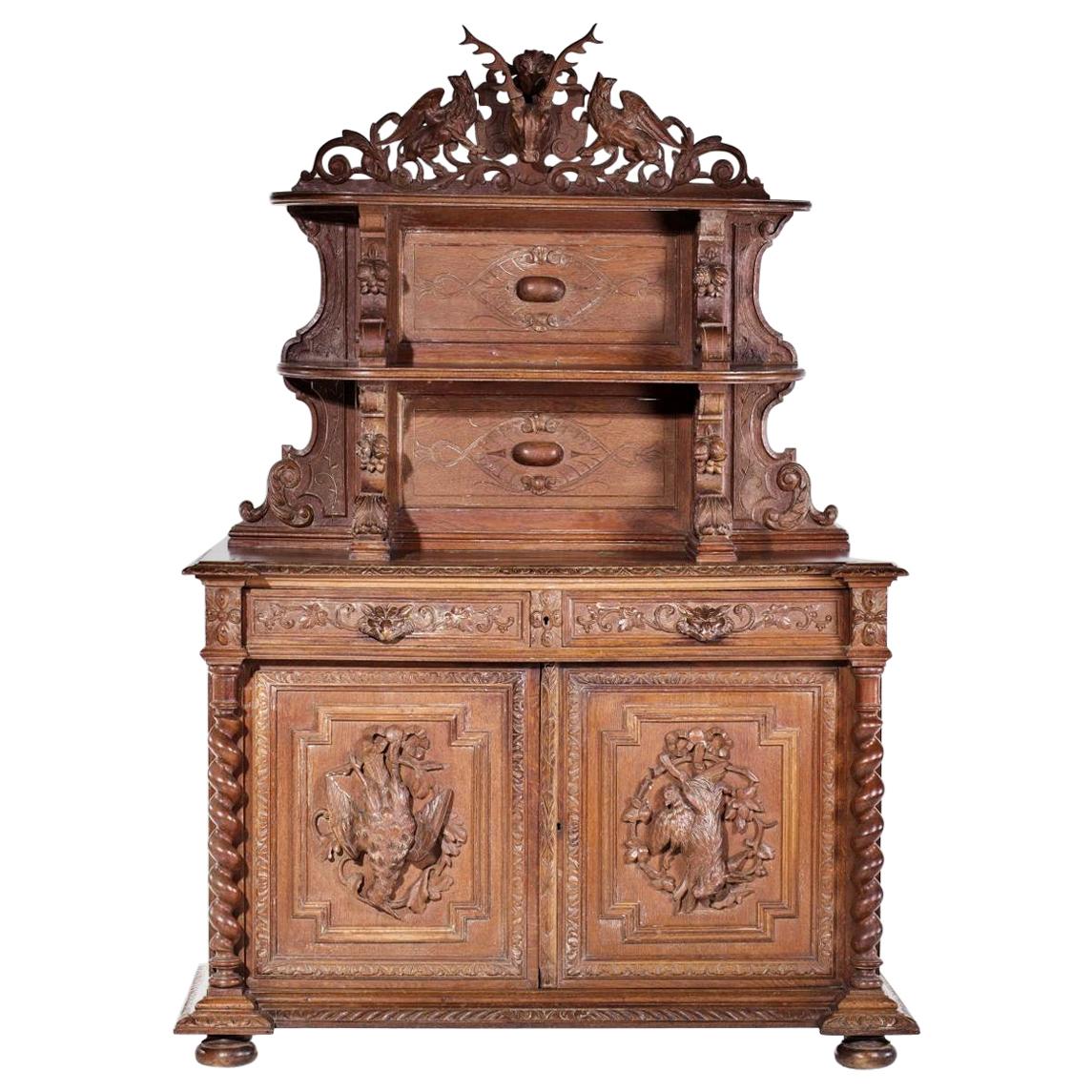 English Sideboard Furniture Henry II, 19th Century For Sale