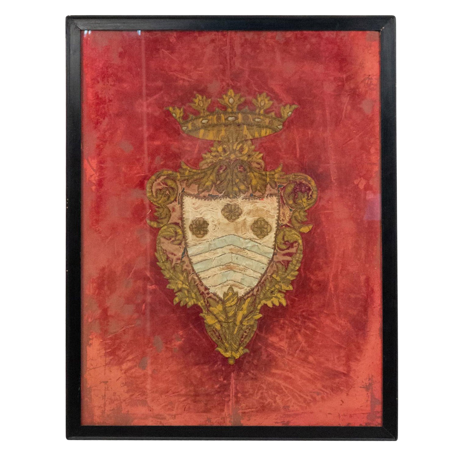 English Silk and Gold Embroidered Coat of Arms