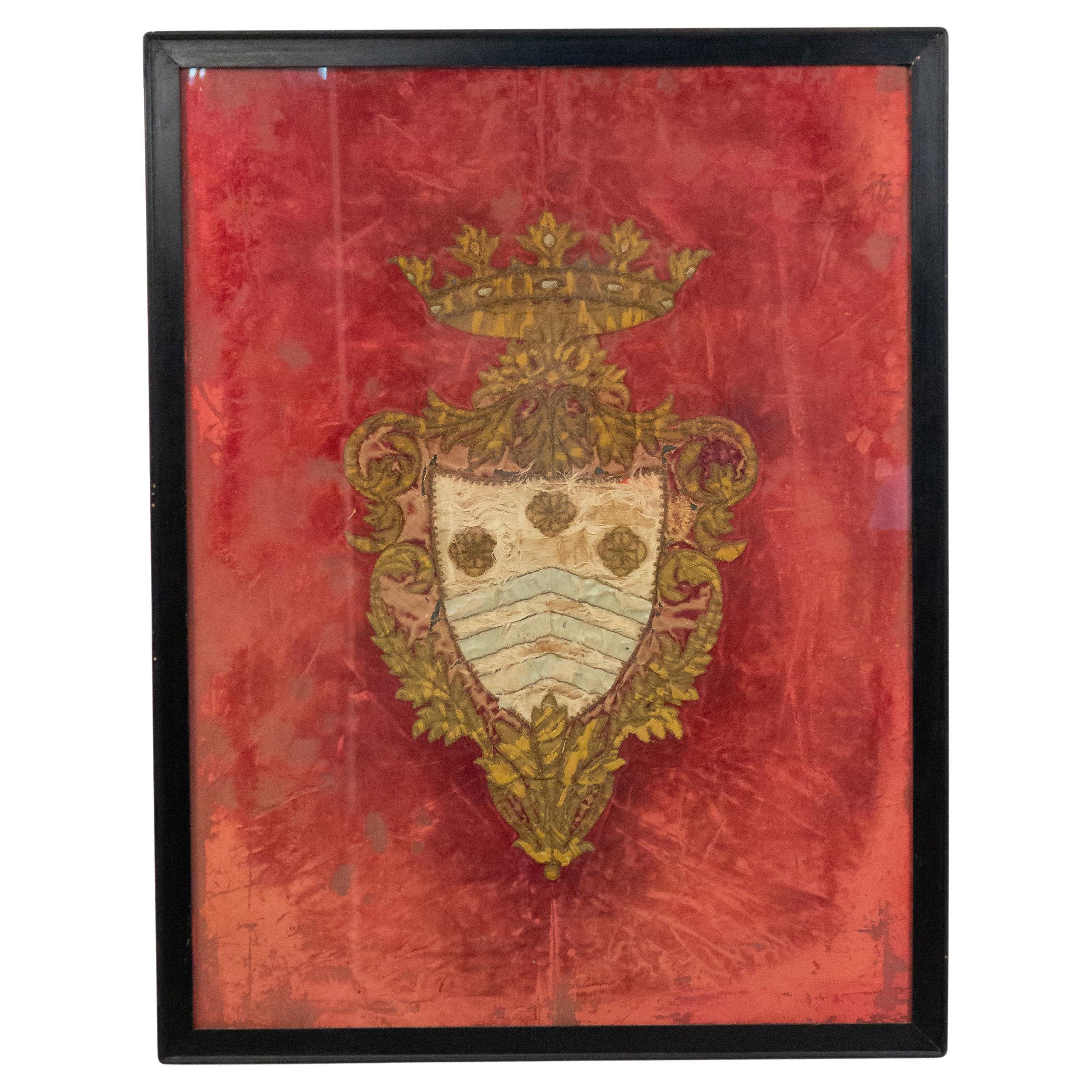English Silk and Gold Embroidered Coat of Arms