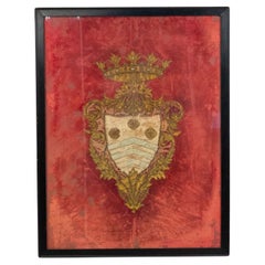 English Silk and Gold Embroidered Coat of Arms