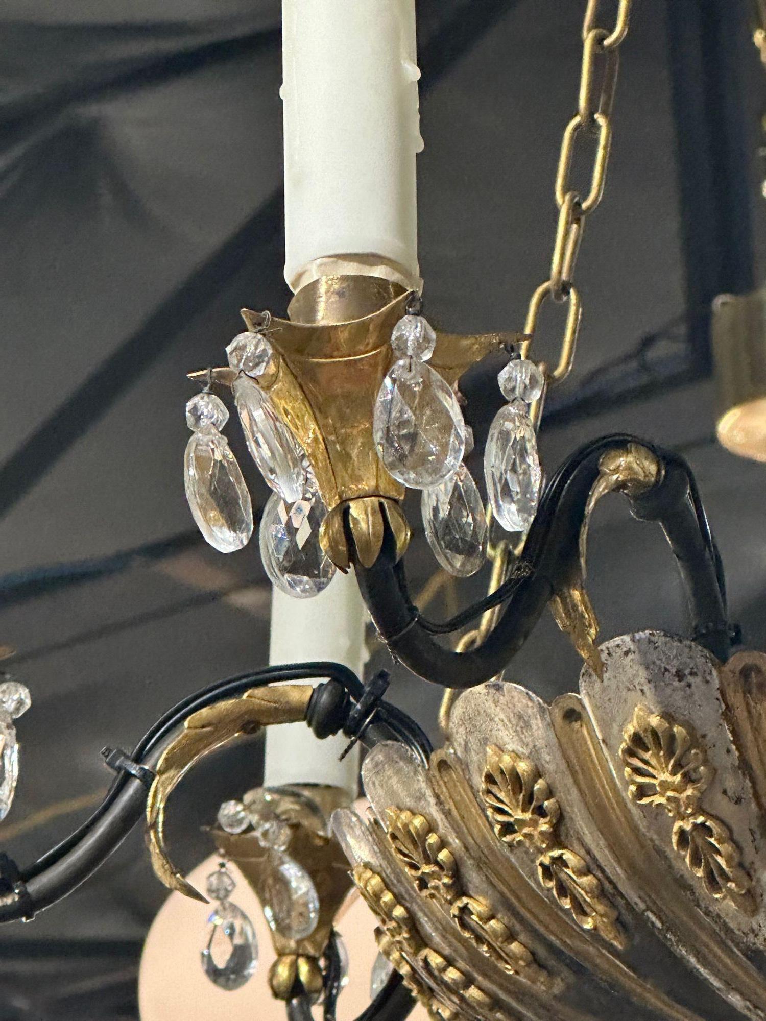 19th Century English Silver and Bronze Chandelier For Sale