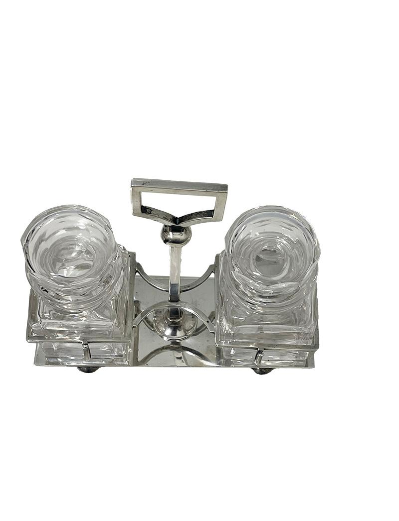 English silver and crystal jam holder by William Hutton & Son Ltd, 1916 For Sale 2