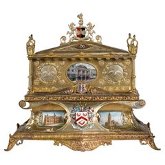 Antique English Silver and Enamel Two-Tiered Freedom Casket, Dated 1899