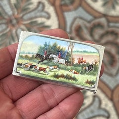 English Silver and Enamel Vesta Case with Fox Hunting Scene, circa 1890–1910