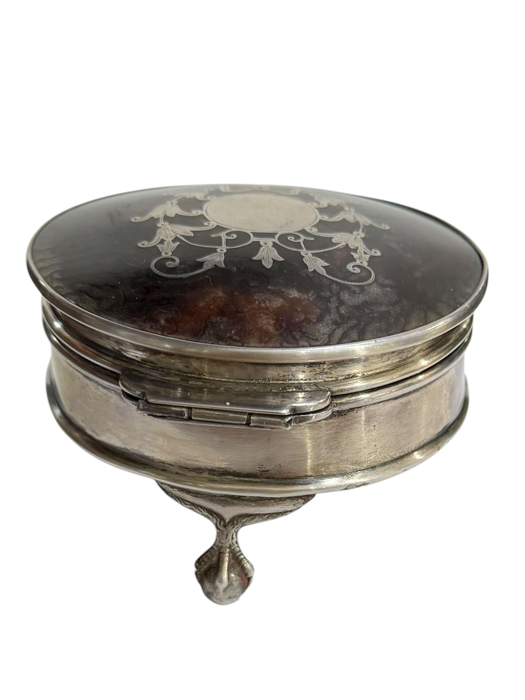 English Silver And Tortoise Shell Box For Sale 1