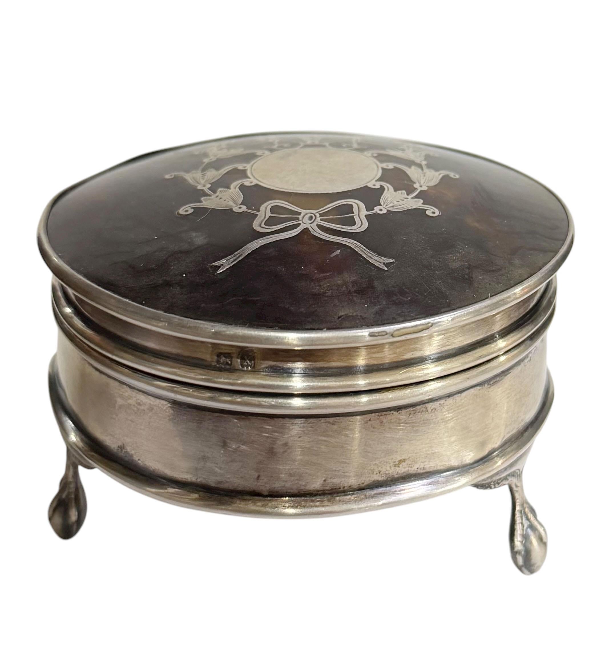 English Silver And Tortoise Shell Box For Sale 2