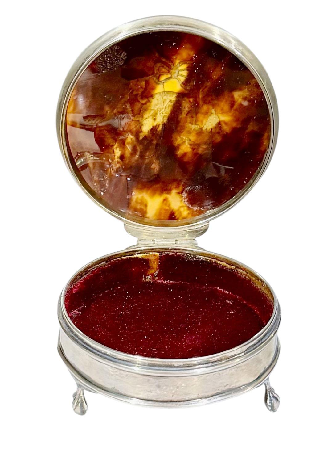 English Silver And Tortoise Shell Box For Sale 3