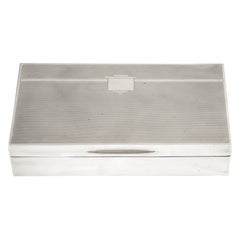 Art Deco Sterling Silver Cigarette Box, England, Circa 20th Century