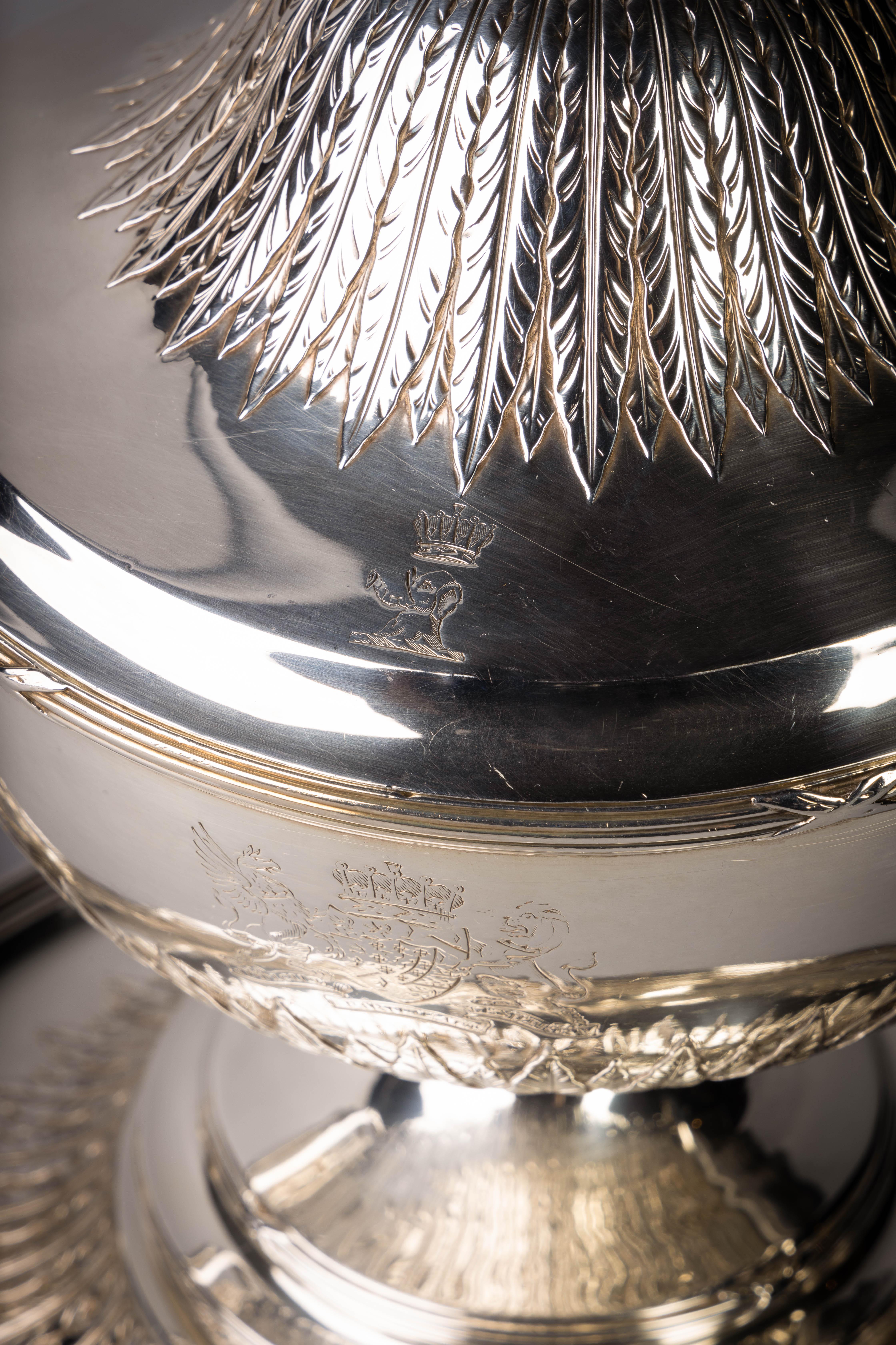 Late 18th Century English Silver Covered Soup Tureen on Stand For Sale