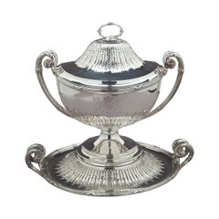 Antique English Silver Covered Soup Tureen on Stand