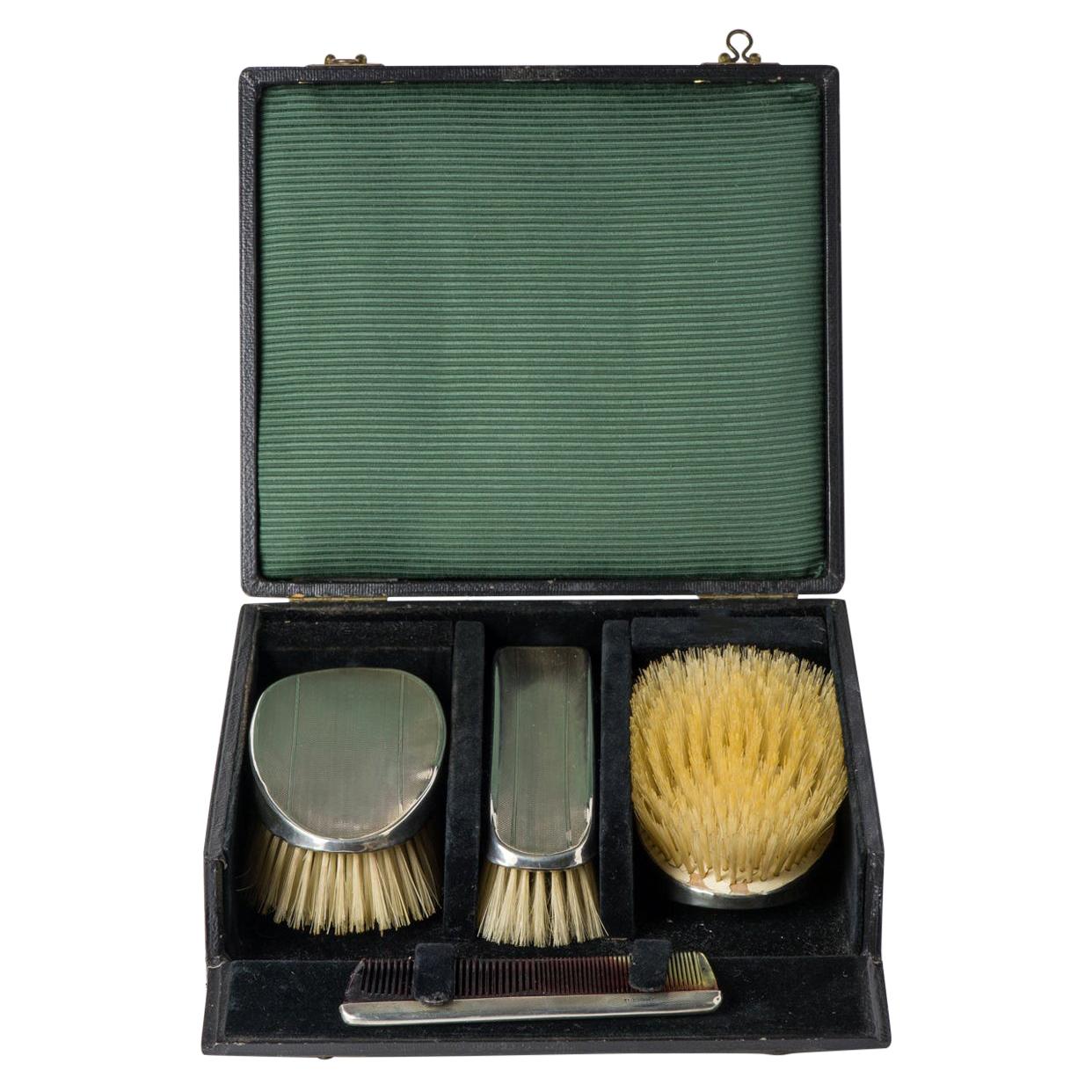 English Silver Elegant Brushes Set For Sale