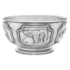 Vintage English Silver Endangered Wildlife Center Bowl