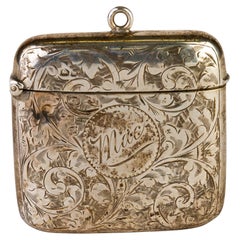 Antique English Silver Engraved Chester Hallmarked Vesta Case 