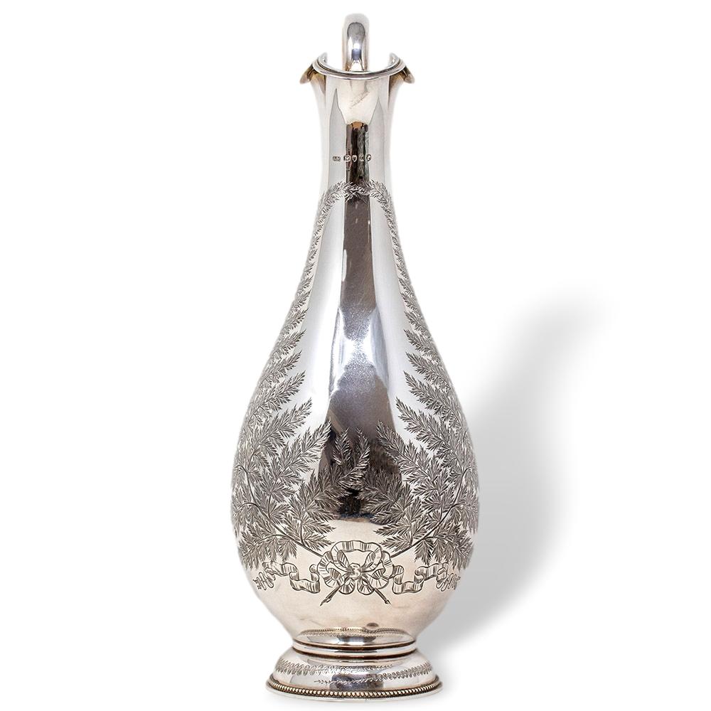 British English Silver Engraved Decanter Widdowson & Veale For Sale