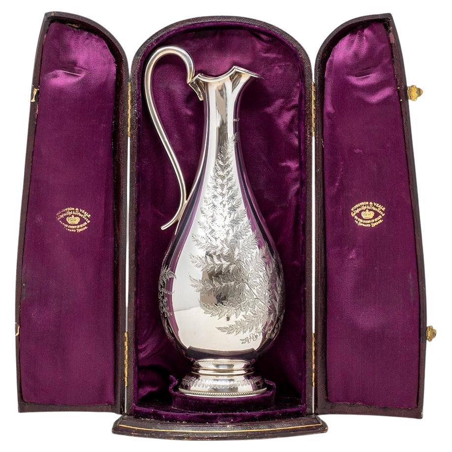 English Silver Engraved Decanter Widdowson & Veale For Sale