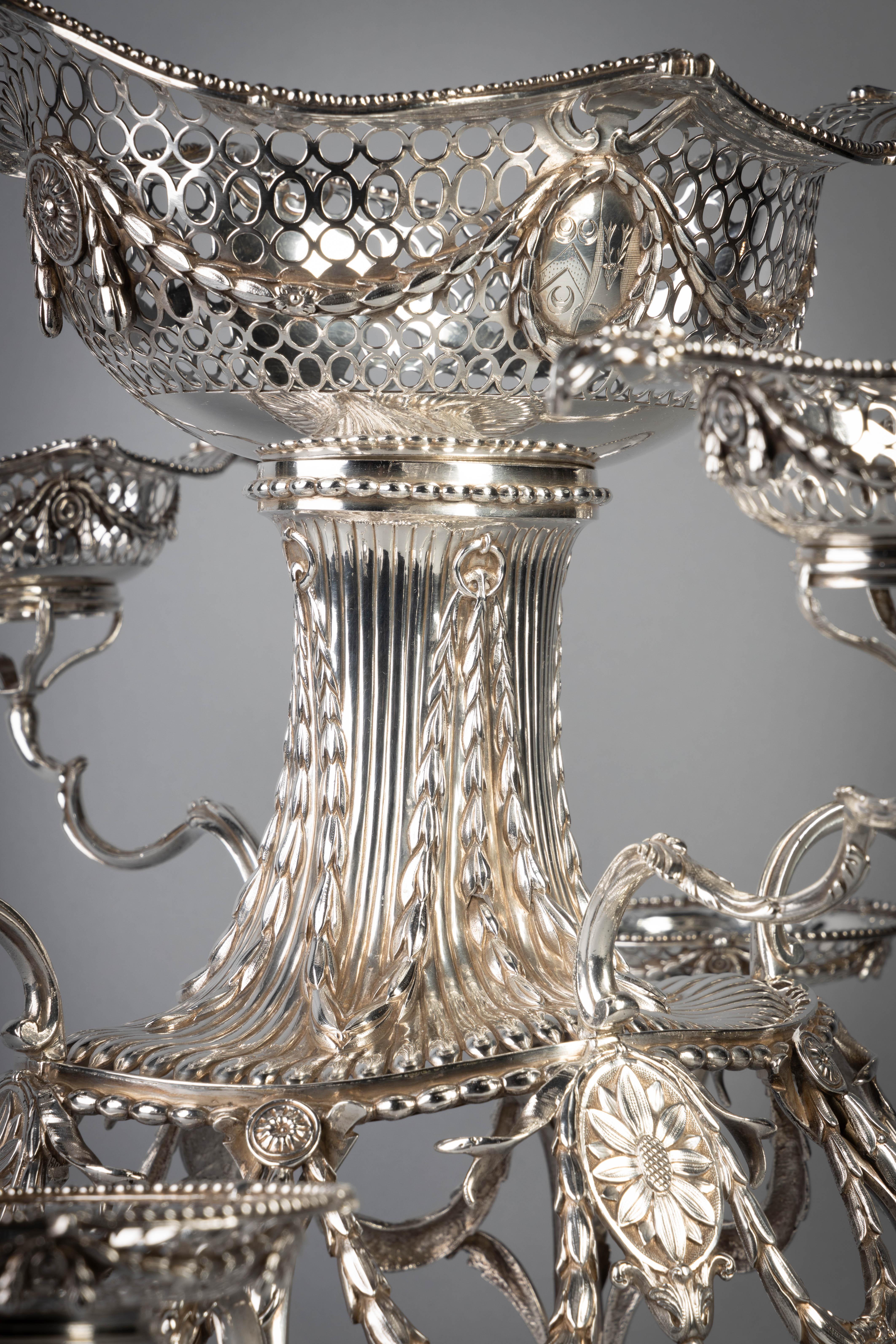 English Georgian Silver Nine-Basket Epergne For Sale 6