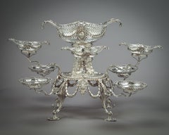 English Georgian Silver Nine-Basket Epergne