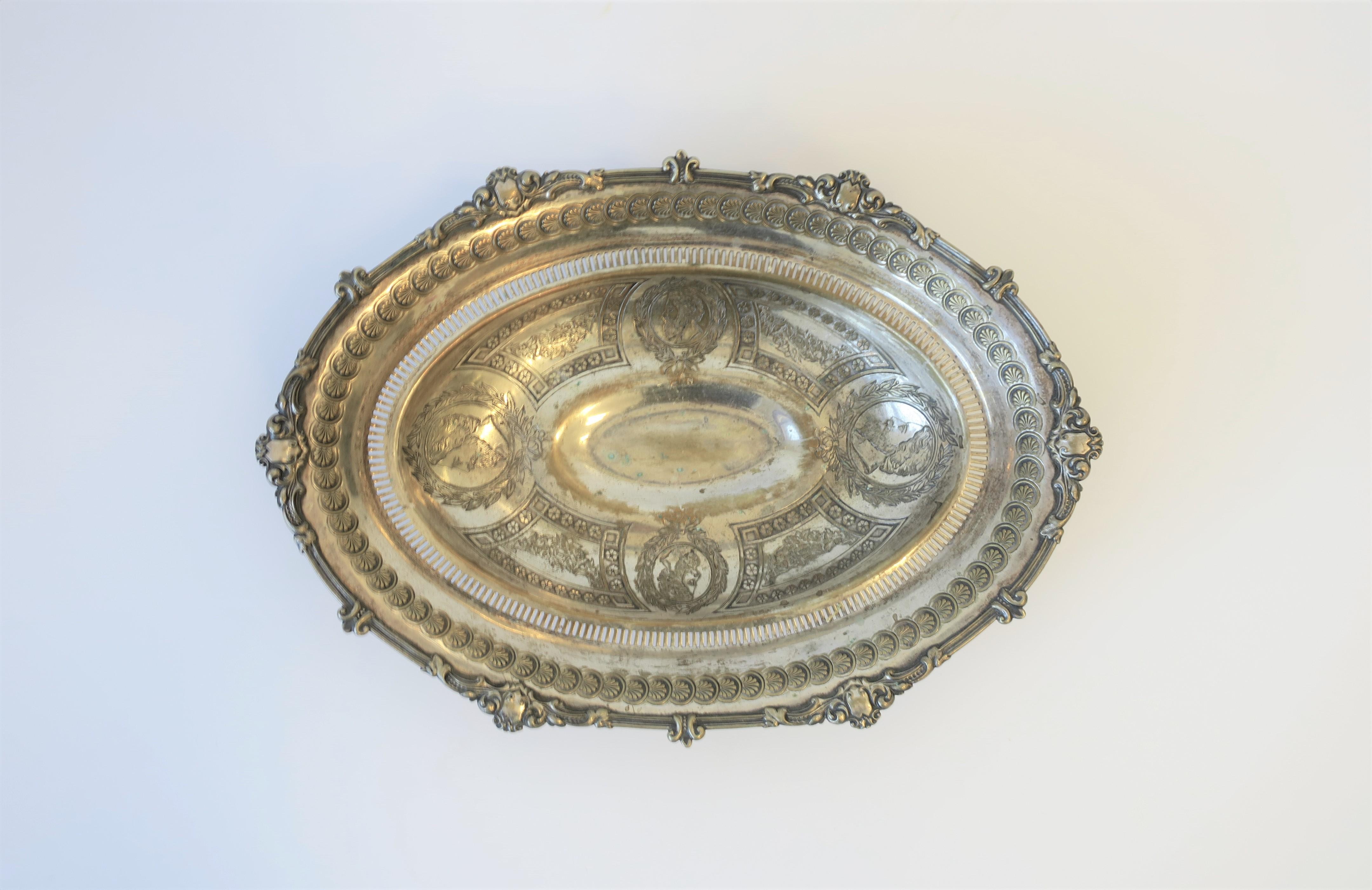 Embossed English Silver Footed Compote Bowl