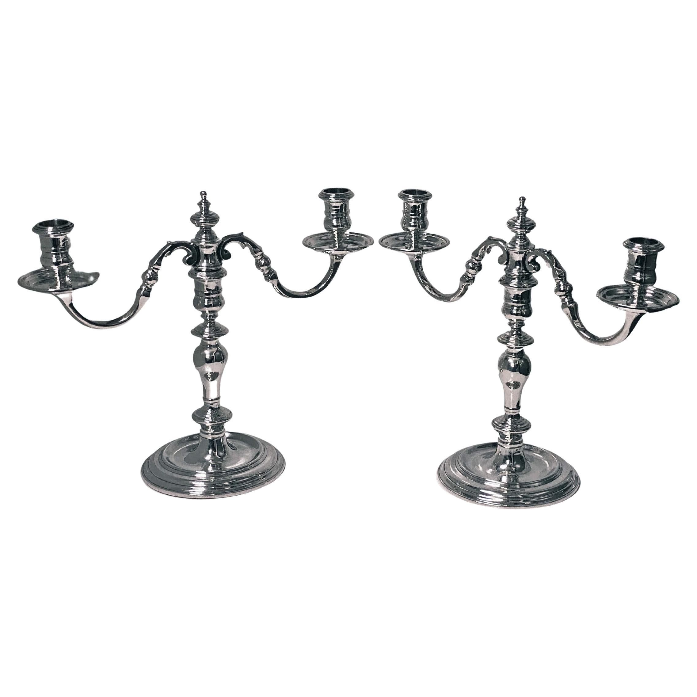 Style Sterling Silver Candlesticks, Crichton, London, 1917 For
