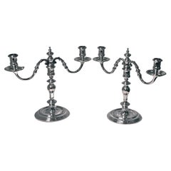 English Silver Georgian Style Candelabra Candlesticks London 60 Oz