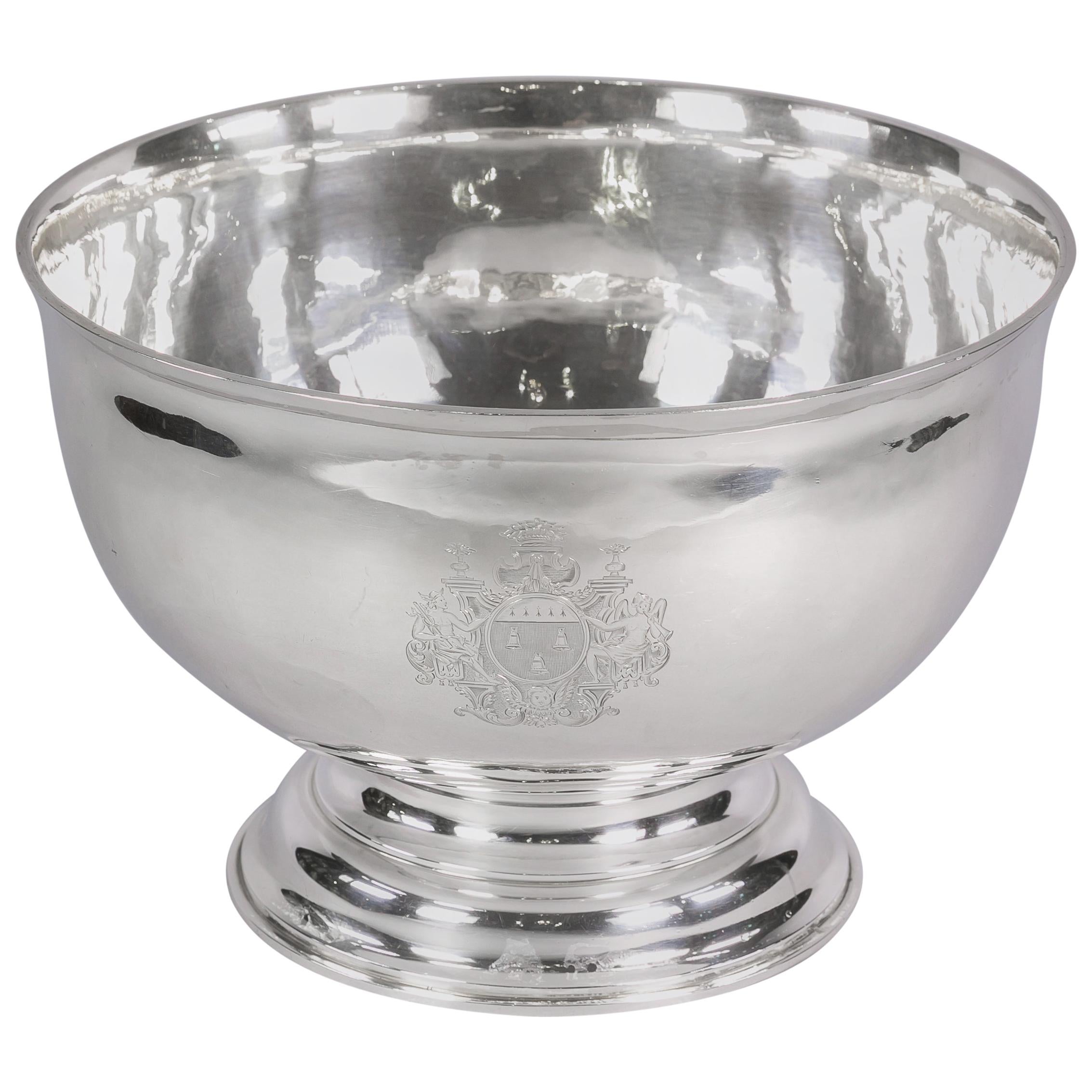 English Silver Georgian Style Punchbowl For Sale