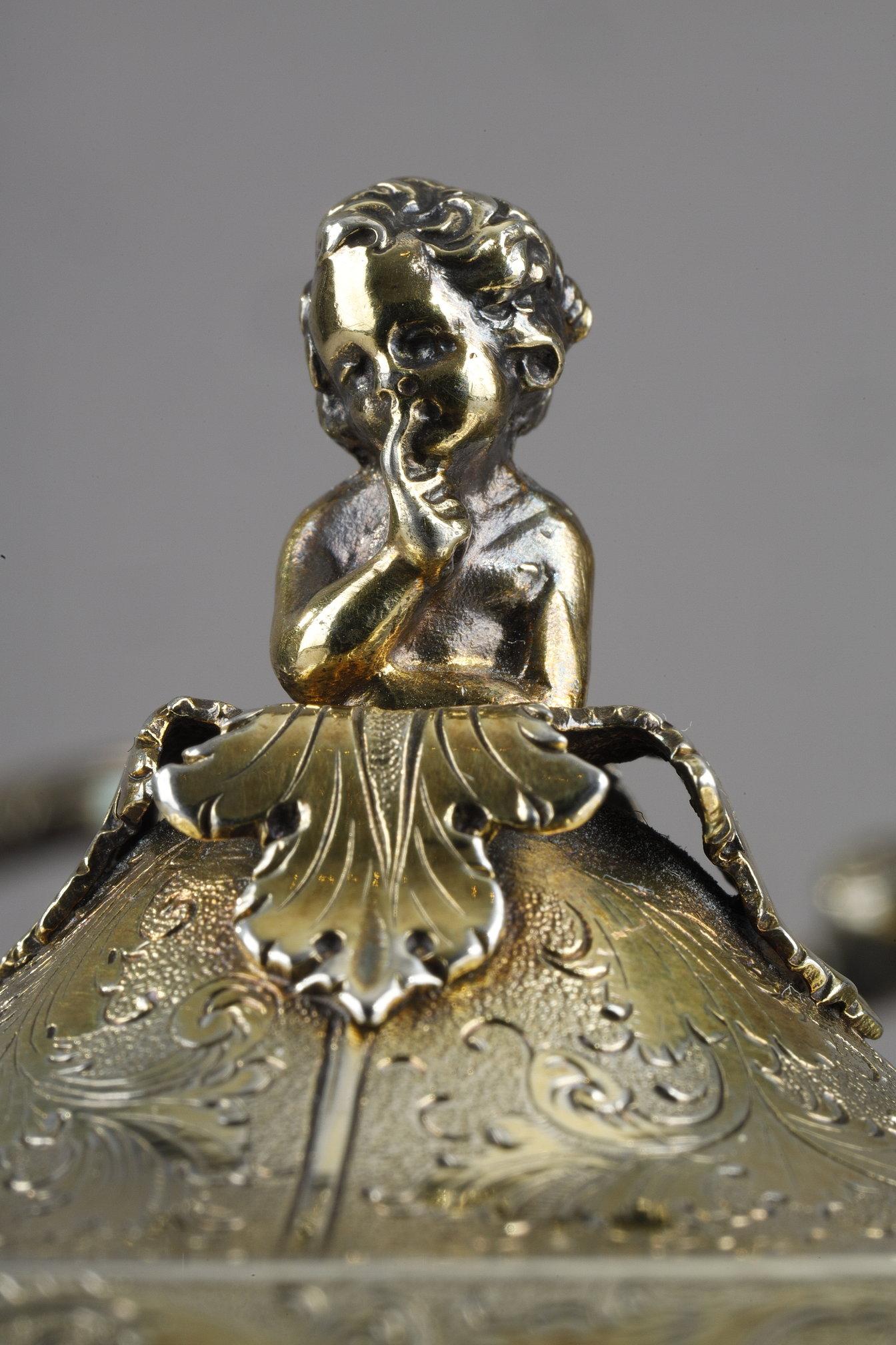 English Silver-Gilt and Agate Inkstand, circa 1830 For Sale 6