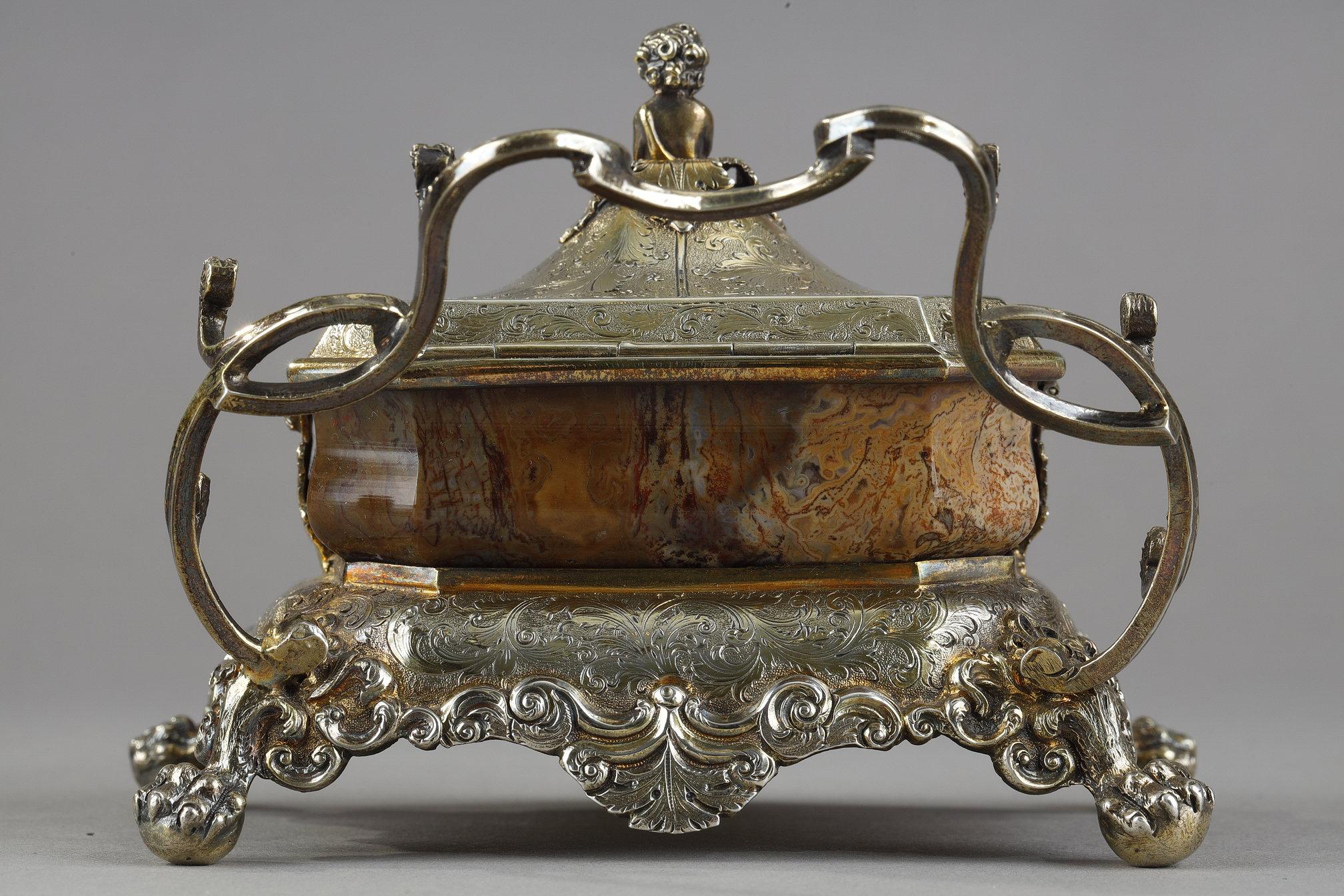 English Silver-Gilt and Agate Inkstand, circa 1830 For Sale 7