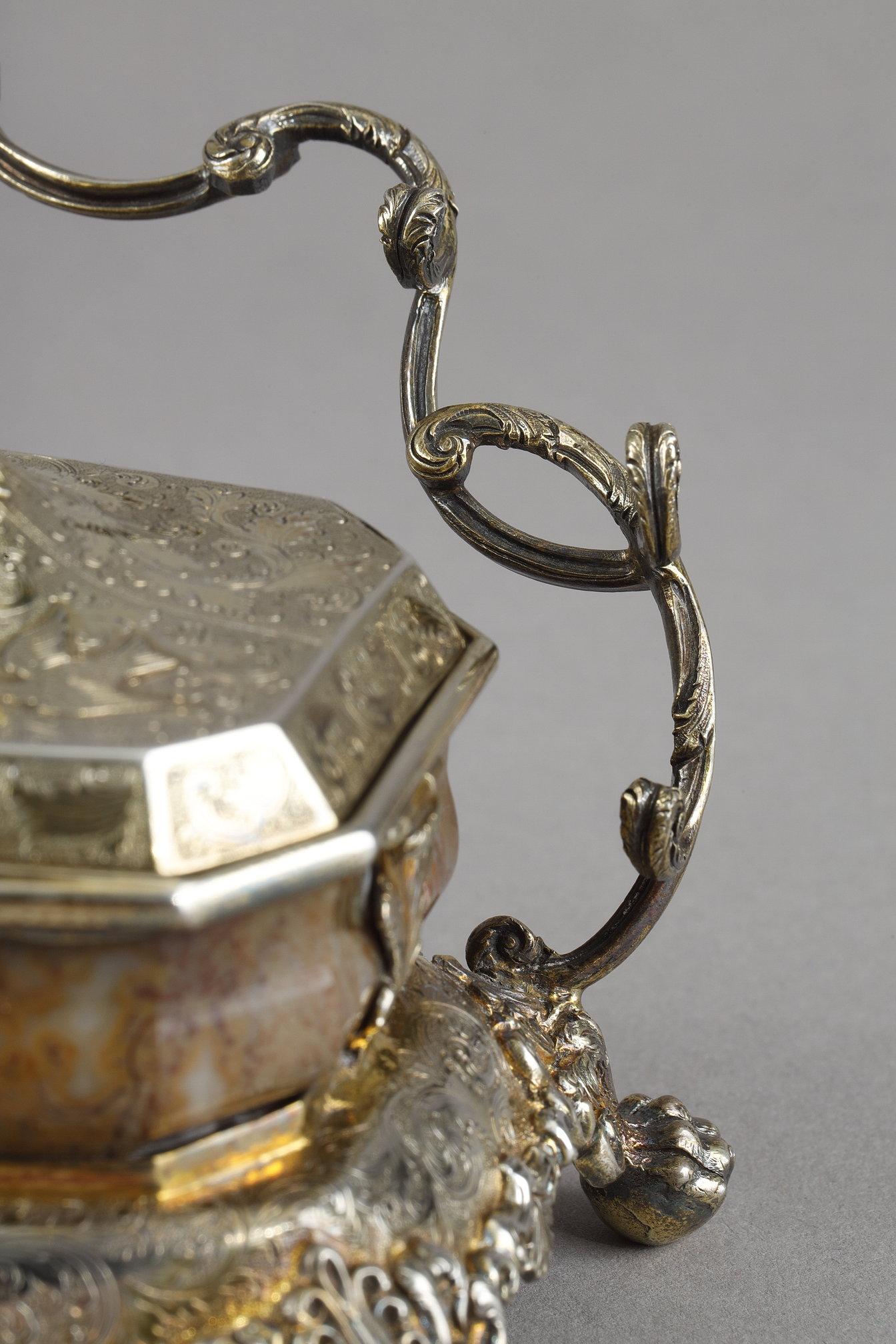 English Silver-Gilt and Agate Inkstand, circa 1830 For Sale 10