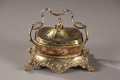 Encrier anglais en argent doré et agate:: vers 1830