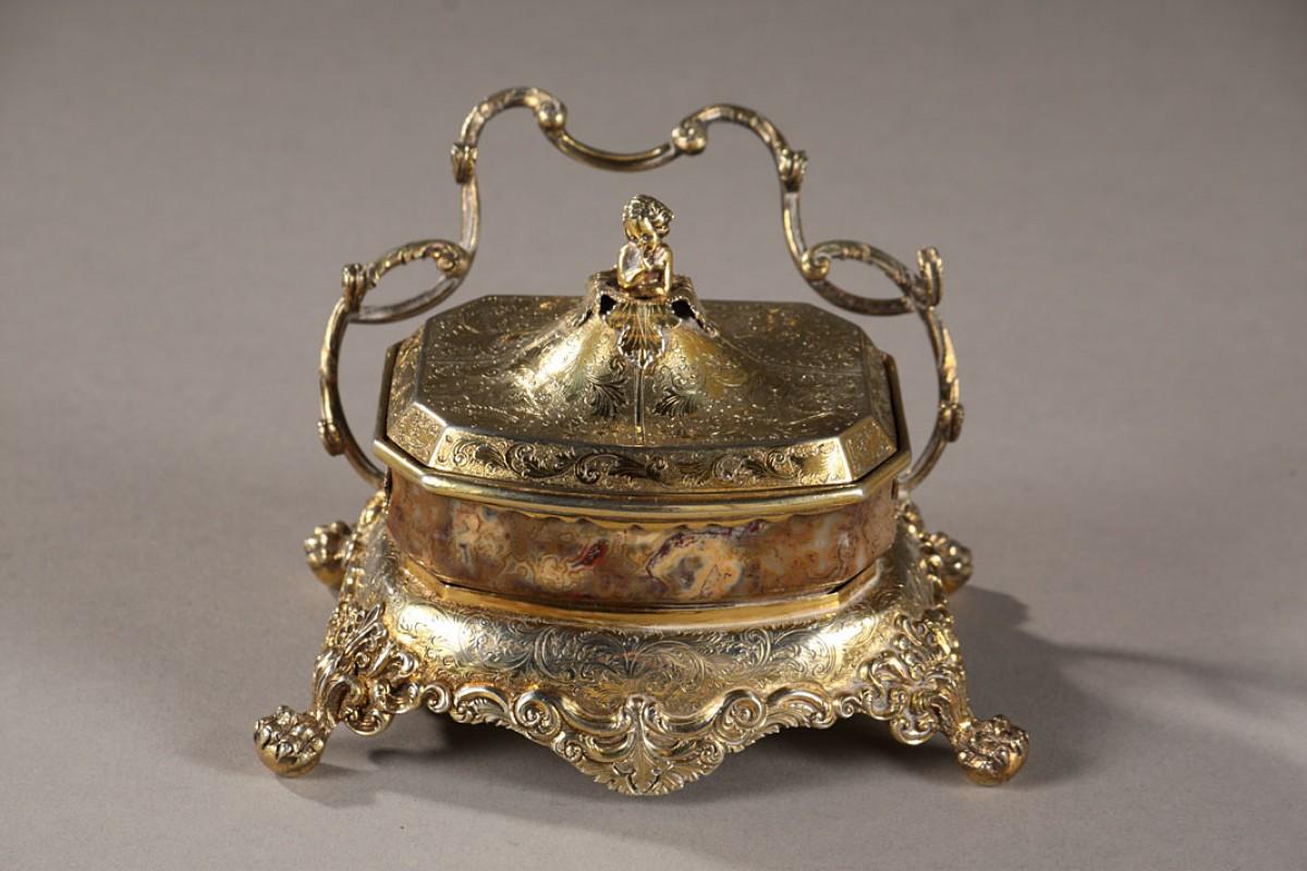 George IV English Silver-Gilt and Agate Inkstand, circa 1830