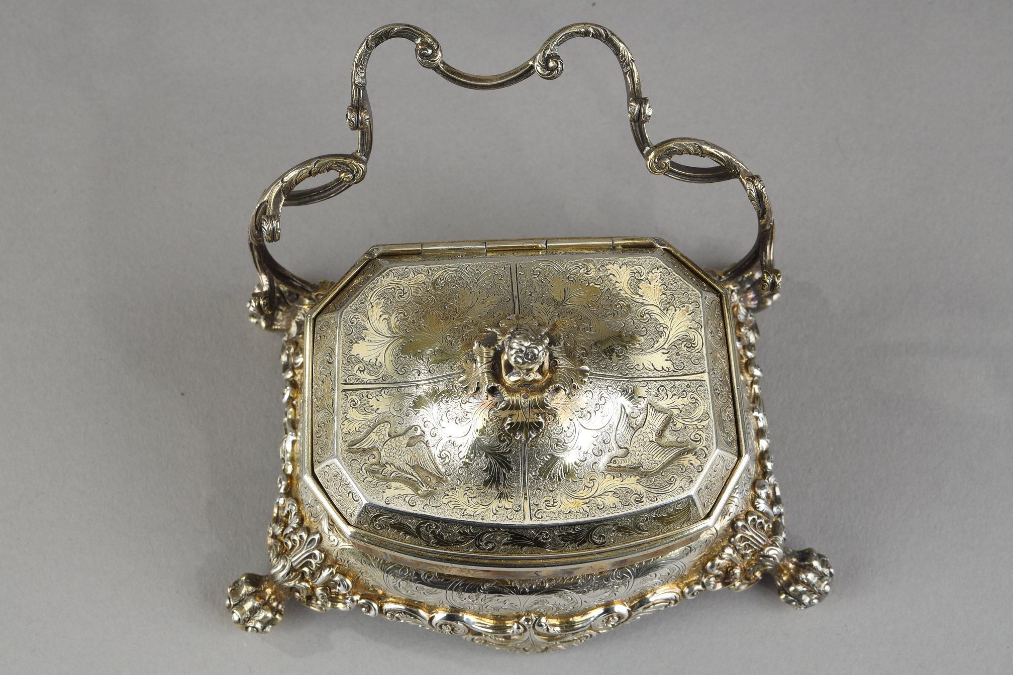 English Silver-Gilt and Agate Inkstand, circa 1830 For Sale 2