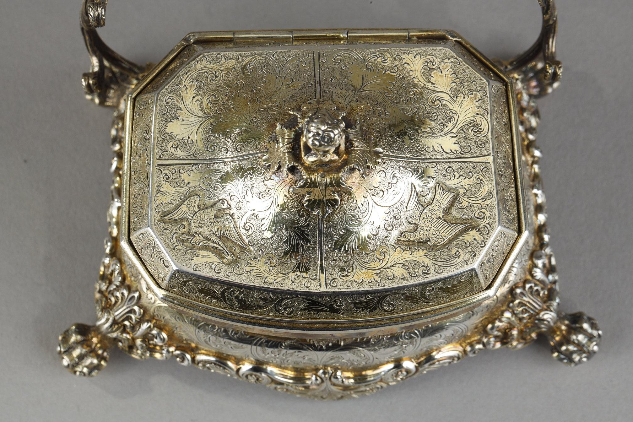 English Silver-Gilt and Agate Inkstand, circa 1830 For Sale 3