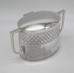 English Silver & Glass Biscuit Box