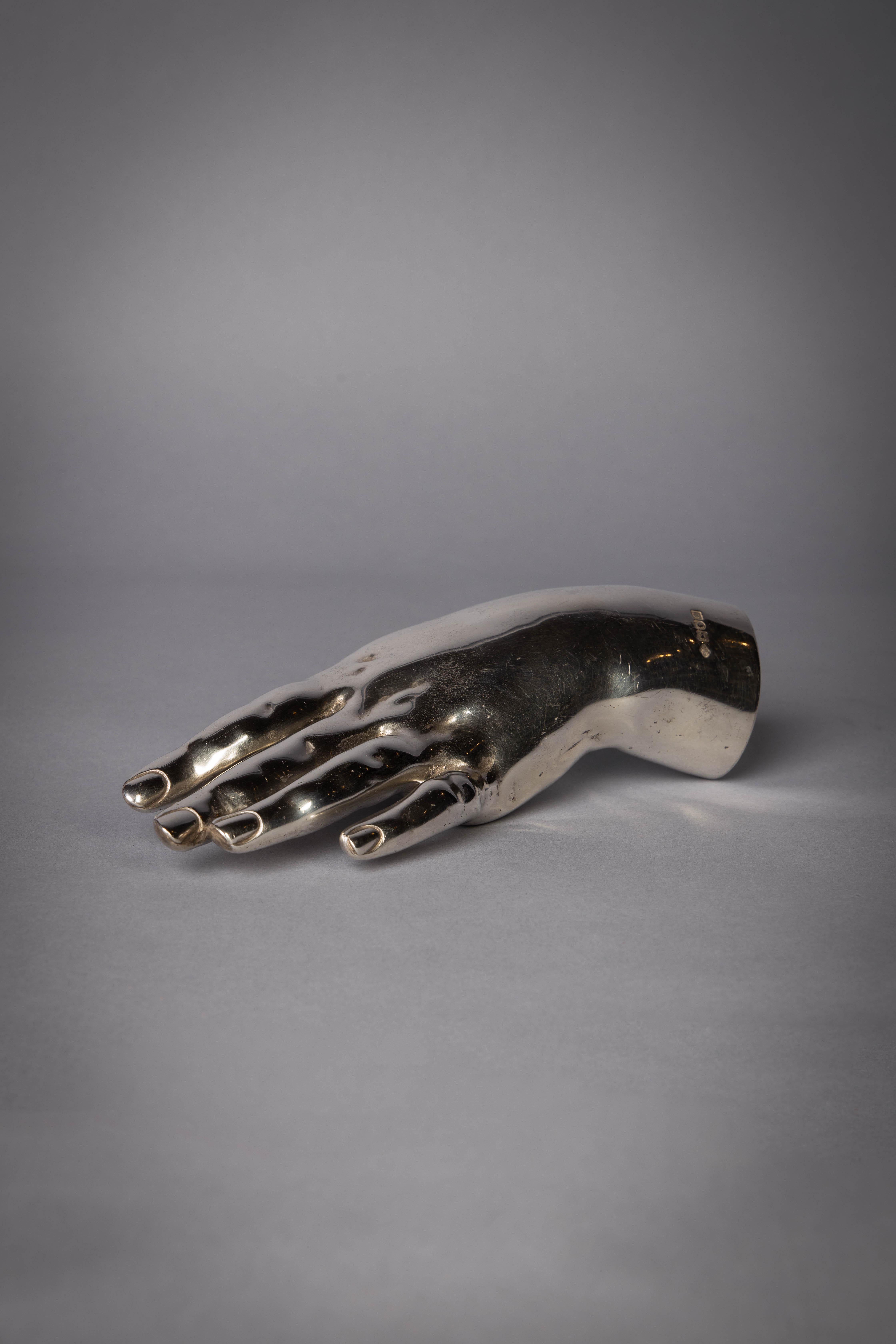 English silver hand, London, 1909. Maker: Henry and Albert Batsy.