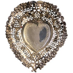 Used English Silver Heart Centerpiece 