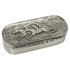 English silver horse racing snuff box, Birmingham 1829