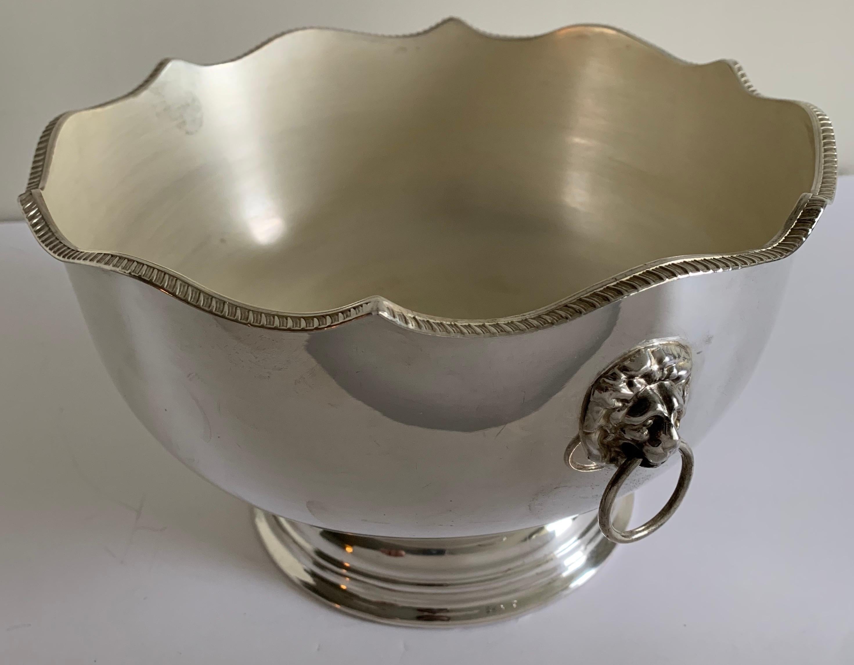 Georgian English Silver Lion Head Monteith or Punch Bowl