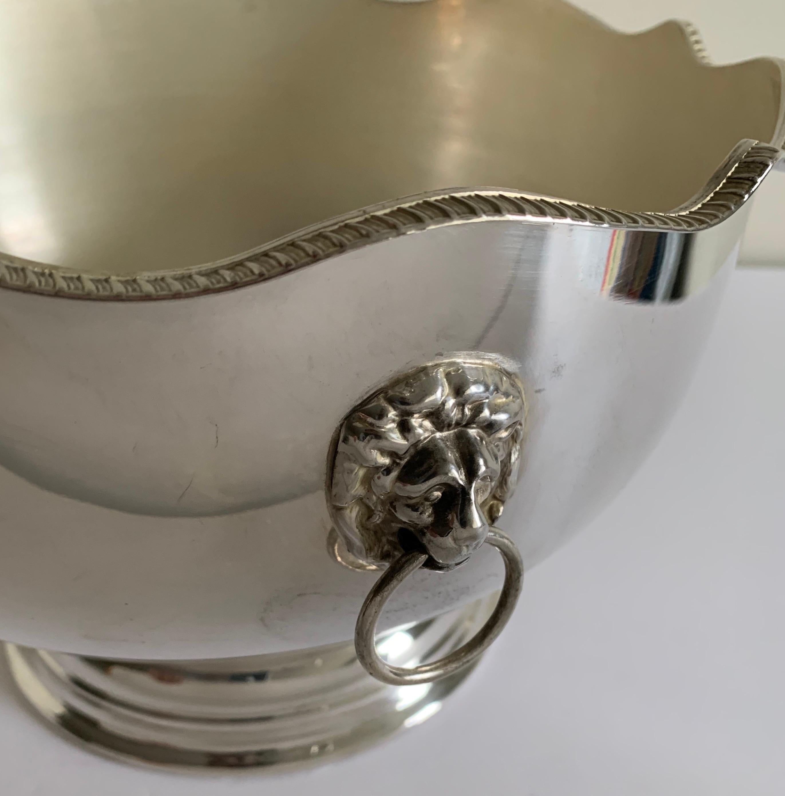 English Silver Lion Head Monteith or Punch Bowl In Good Condition In Stamford, CT