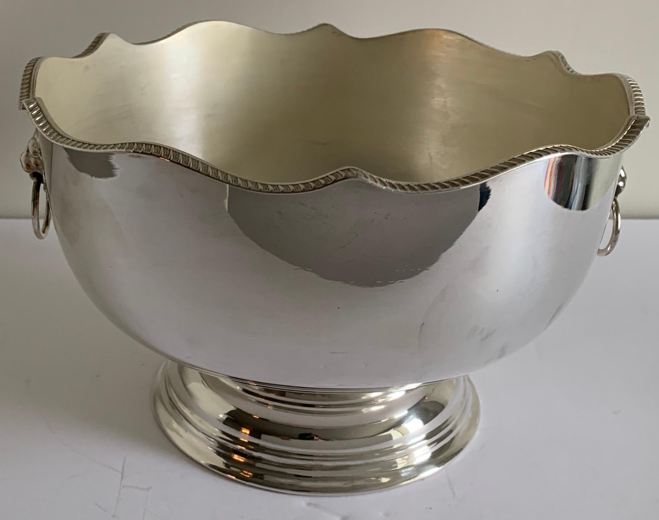 Mid-20th Century English Silver Lion Head Monteith or Punch Bowl