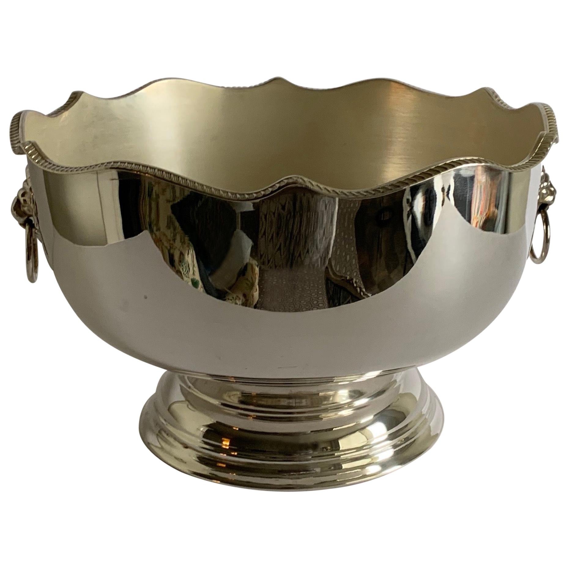 English Silver Lion Head Monteith or Punch Bowl