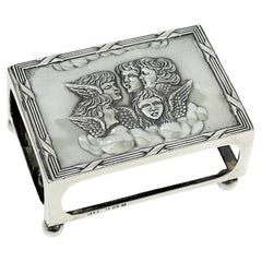 Antique English silver match box cover by Henry Matthews, 1903