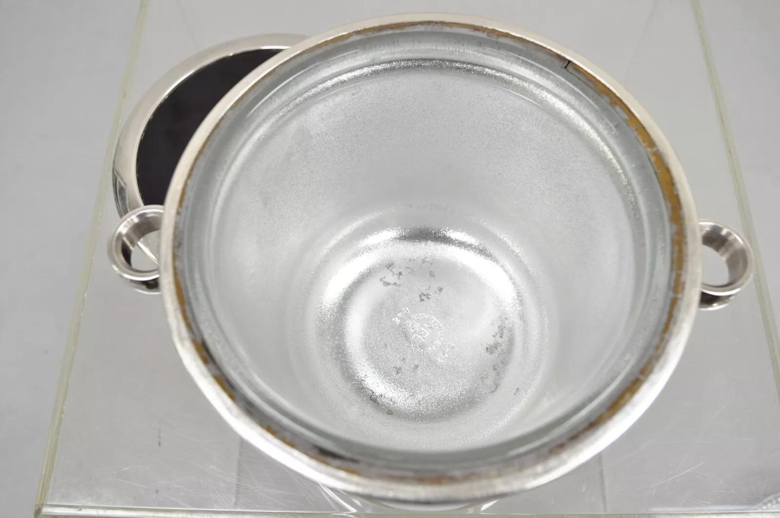 Englisch Silber MFG Co. Mitte des Jahrhunderts Art Deco Versilberter Eiskübel mit Deckel (20. Jahrhundert) im Angebot