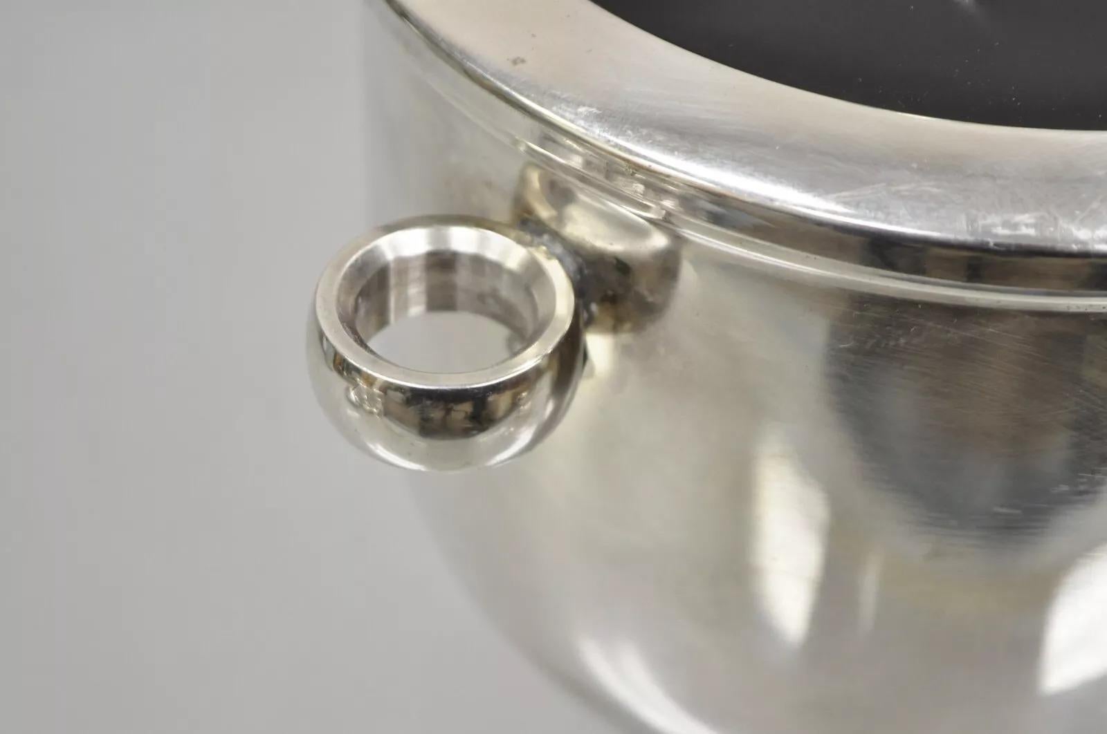 Englisch Silber MFG Co. Mitte des Jahrhunderts Art Deco Versilberter Eiskübel mit Deckel im Angebot 1