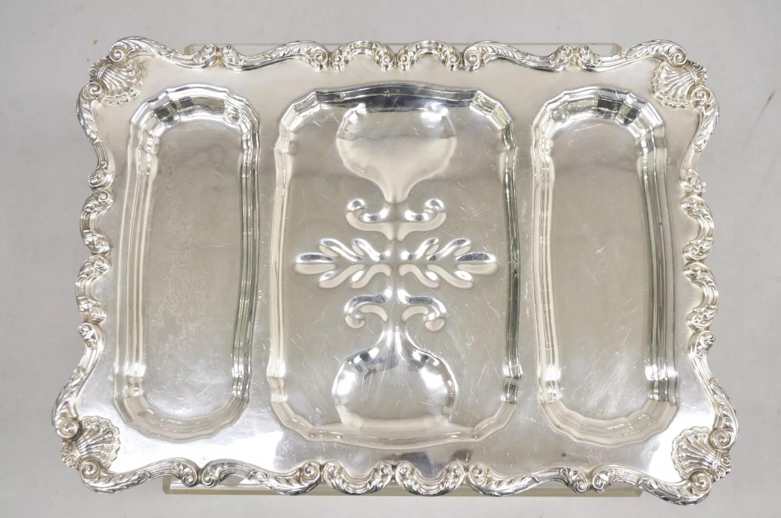 English Silver Mfg Co Cubiertos de carne bañados en plata victoriana Bandeja de servir en venta 4