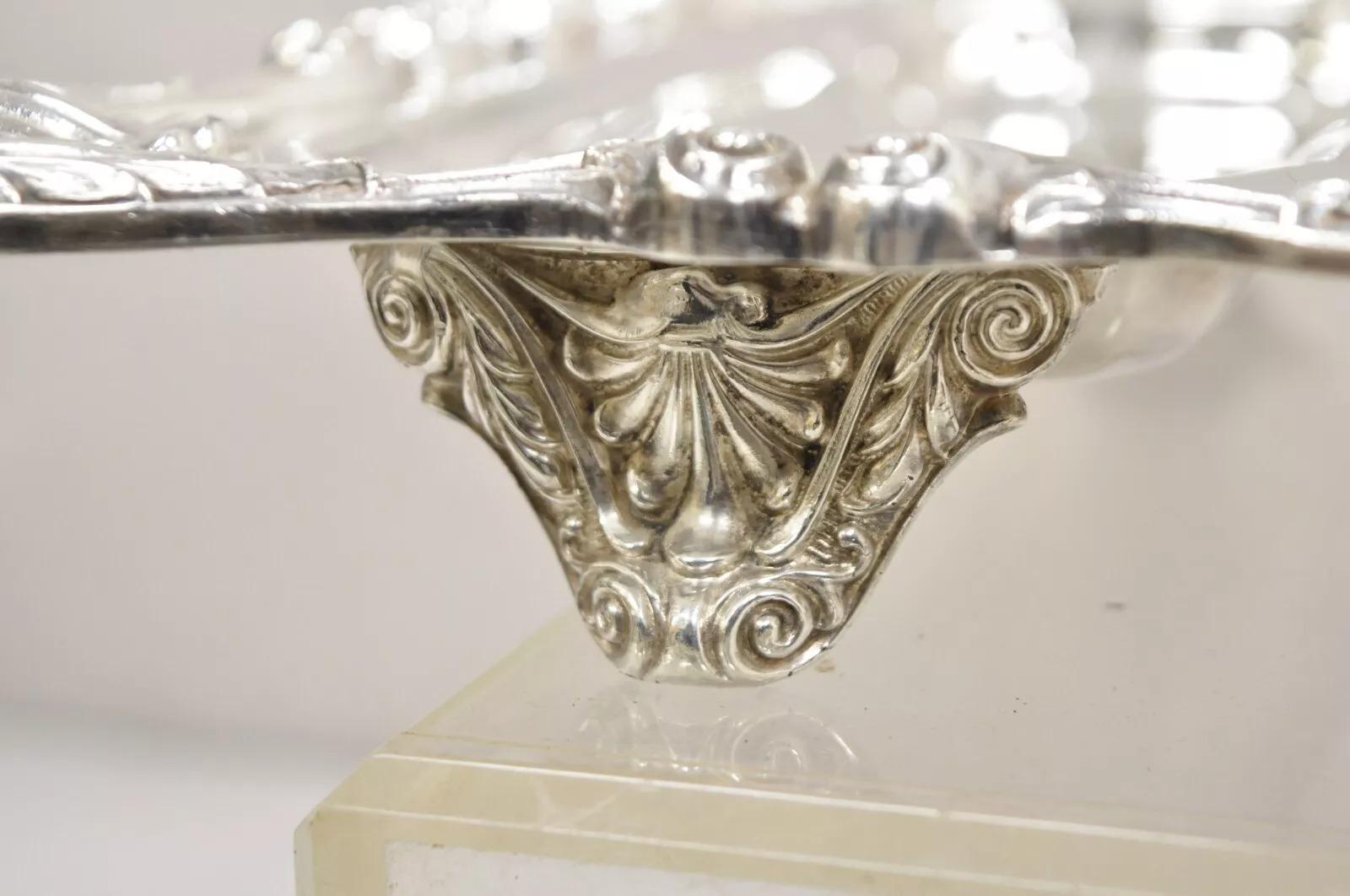English Silver Mfg Co Cubiertos de carne bañados en plata victoriana Bandeja de servir Victoriano en venta